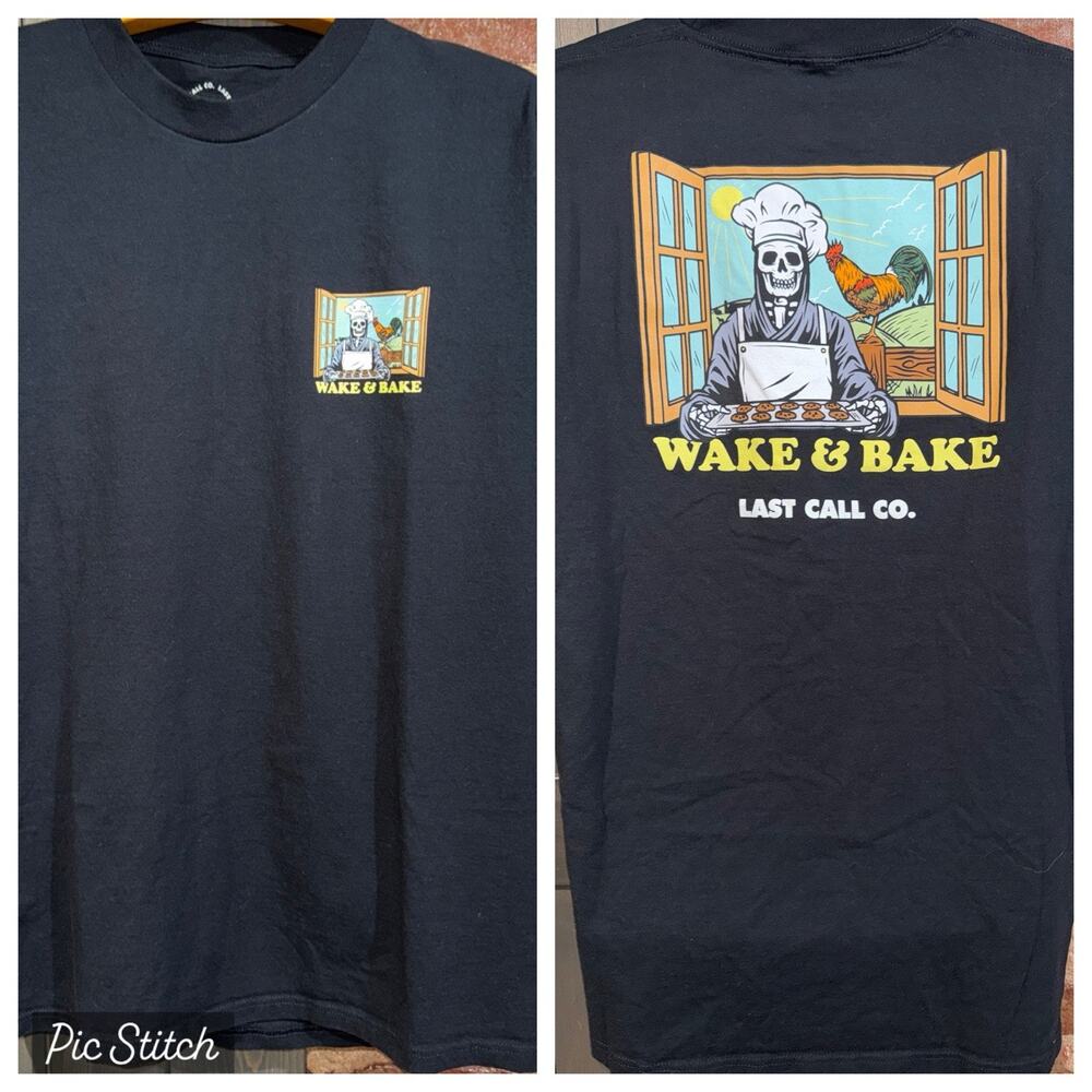 Last Call Co. “Wake & Bake” Graphic T-Shirt – Size XL Crisp Graphic Only Worn 1X